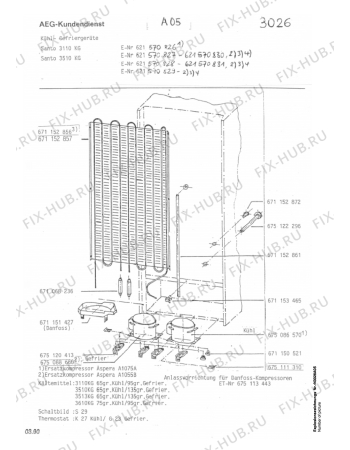 Взрыв-схема холодильника Aeg SAN3510KG - Схема узла Refrigerator cooling system